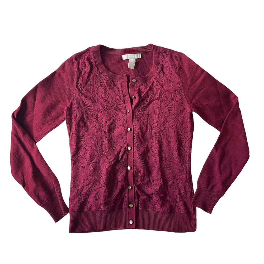 Banana Republic Lace Cranberry Cardigan XS